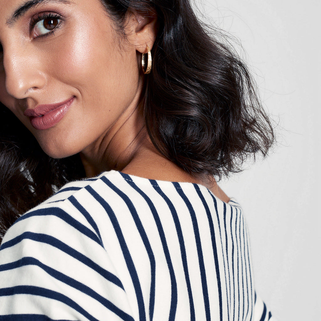 Womens Harbour Long Sleeve Jersey Top Cream Hotch Potch Stripe