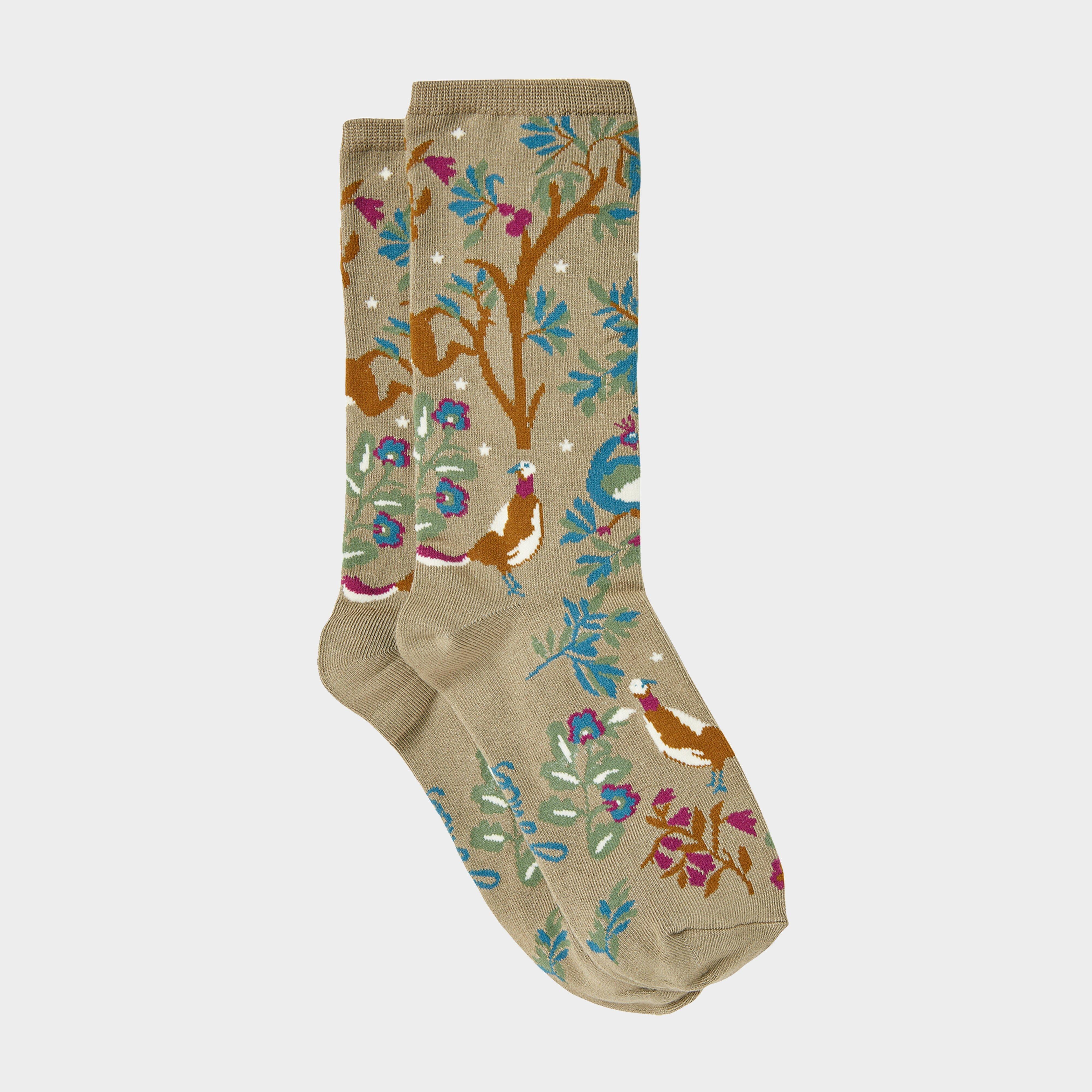 Womens Excellent Everyday Pair Of Socks Cream Woodland