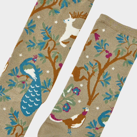 Womens Excellent Everyday Pair Of Socks Cream Woodland