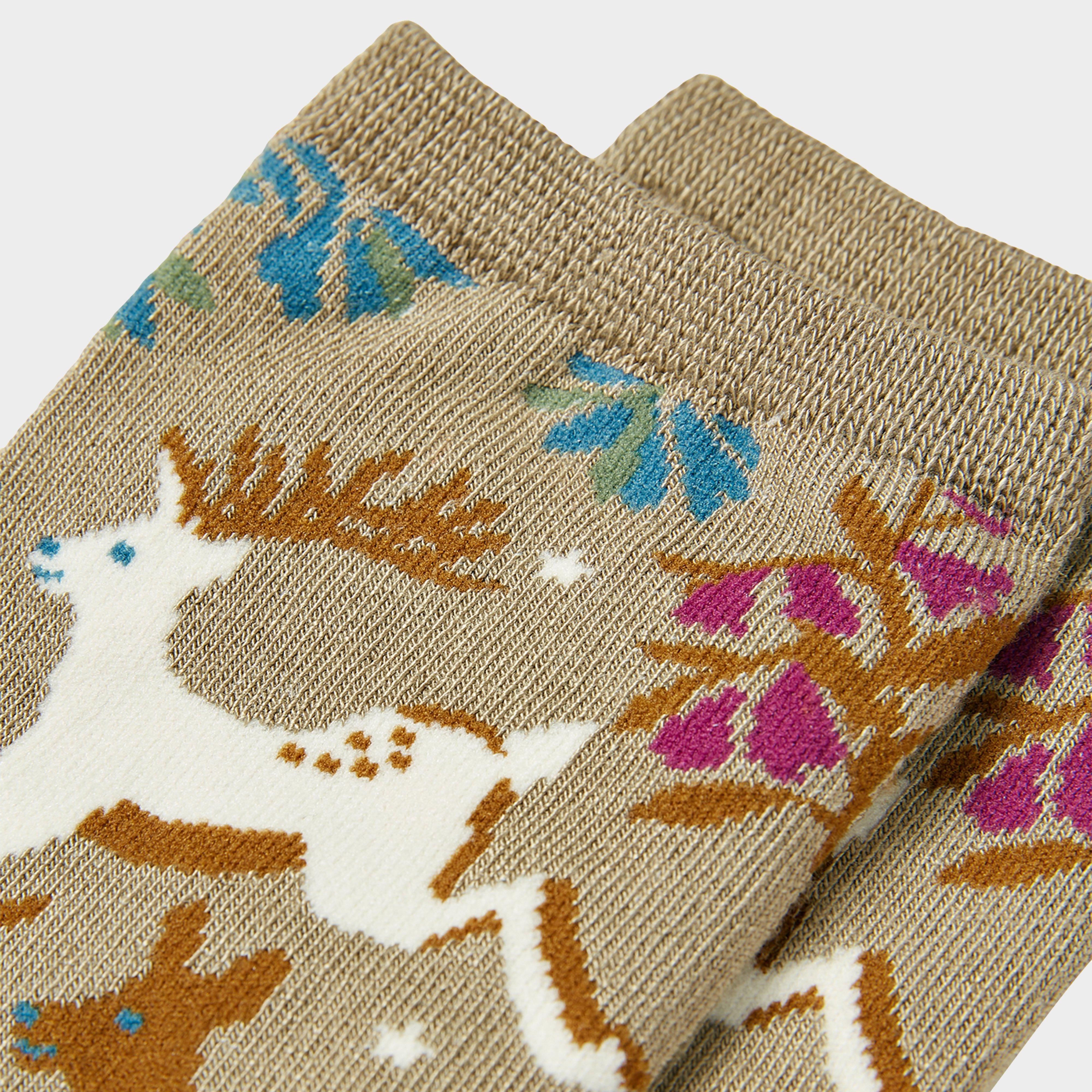 Womens Excellent Everyday Pair Of Socks Cream Woodland