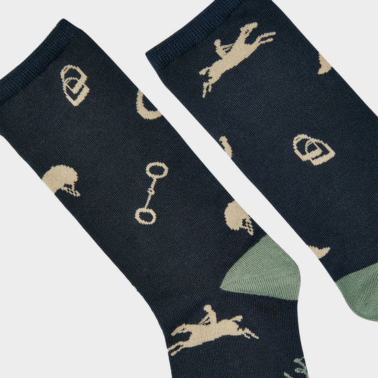 Womens Excellent Everyday Pair Of Socks Navy Horse