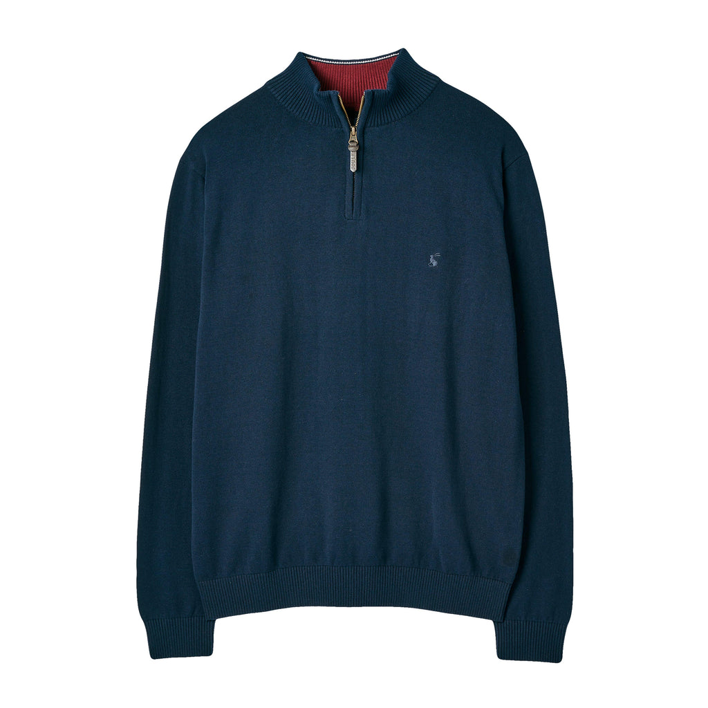 Mens Hillside Quarter Zip Funnel Neck Jumper French Navy Marl