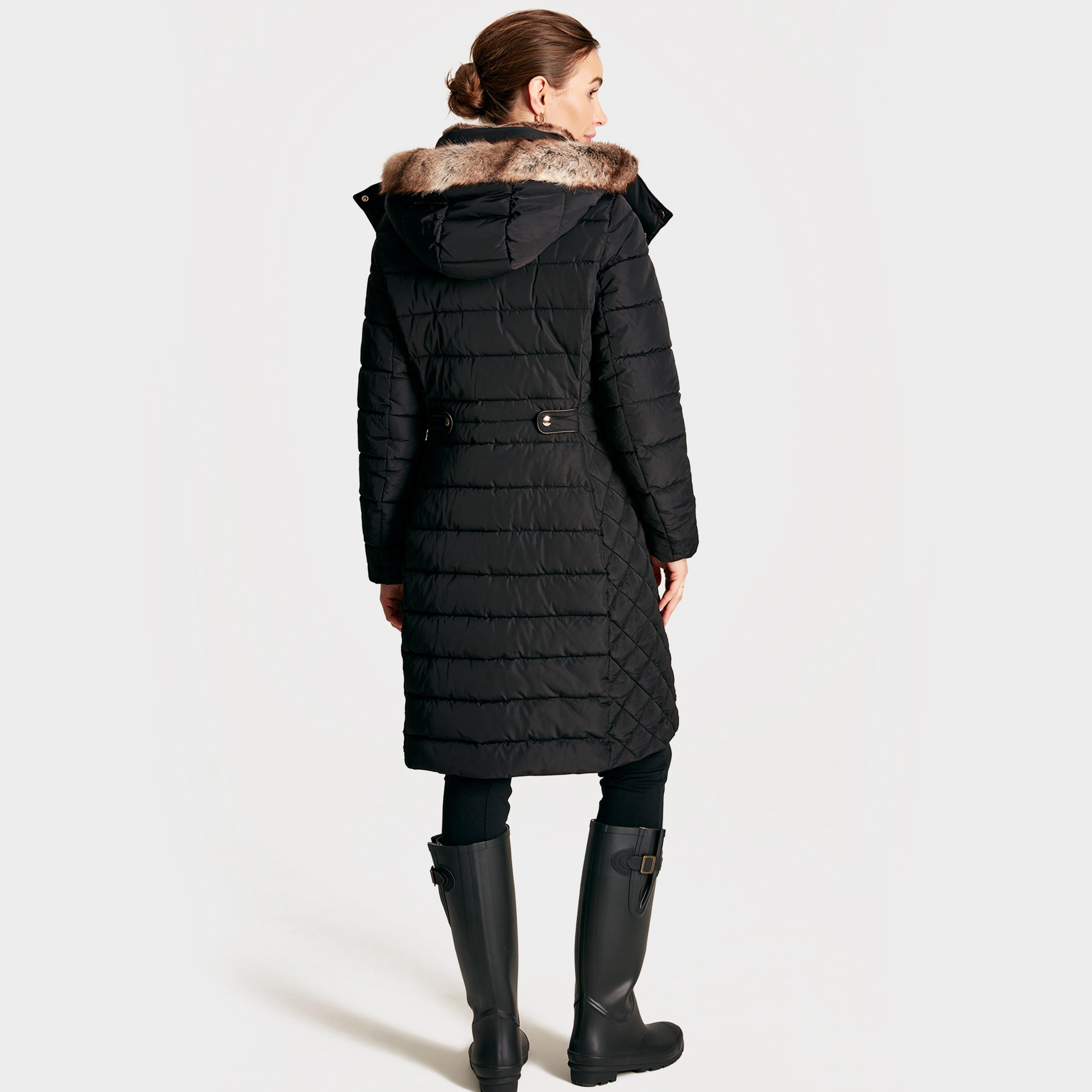 Womens Charlington Showerproof Longline Padded Coat Black