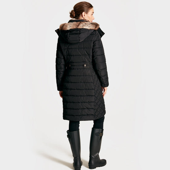 Womens Charlington Showerproof Longline Padded Coat Black