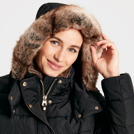 Womens Charlington Showerproof Longline Padded Coat Black