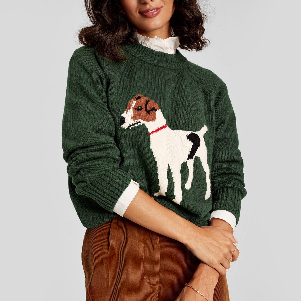 Womens Margot Intarsia Knit Jumper Dark Green