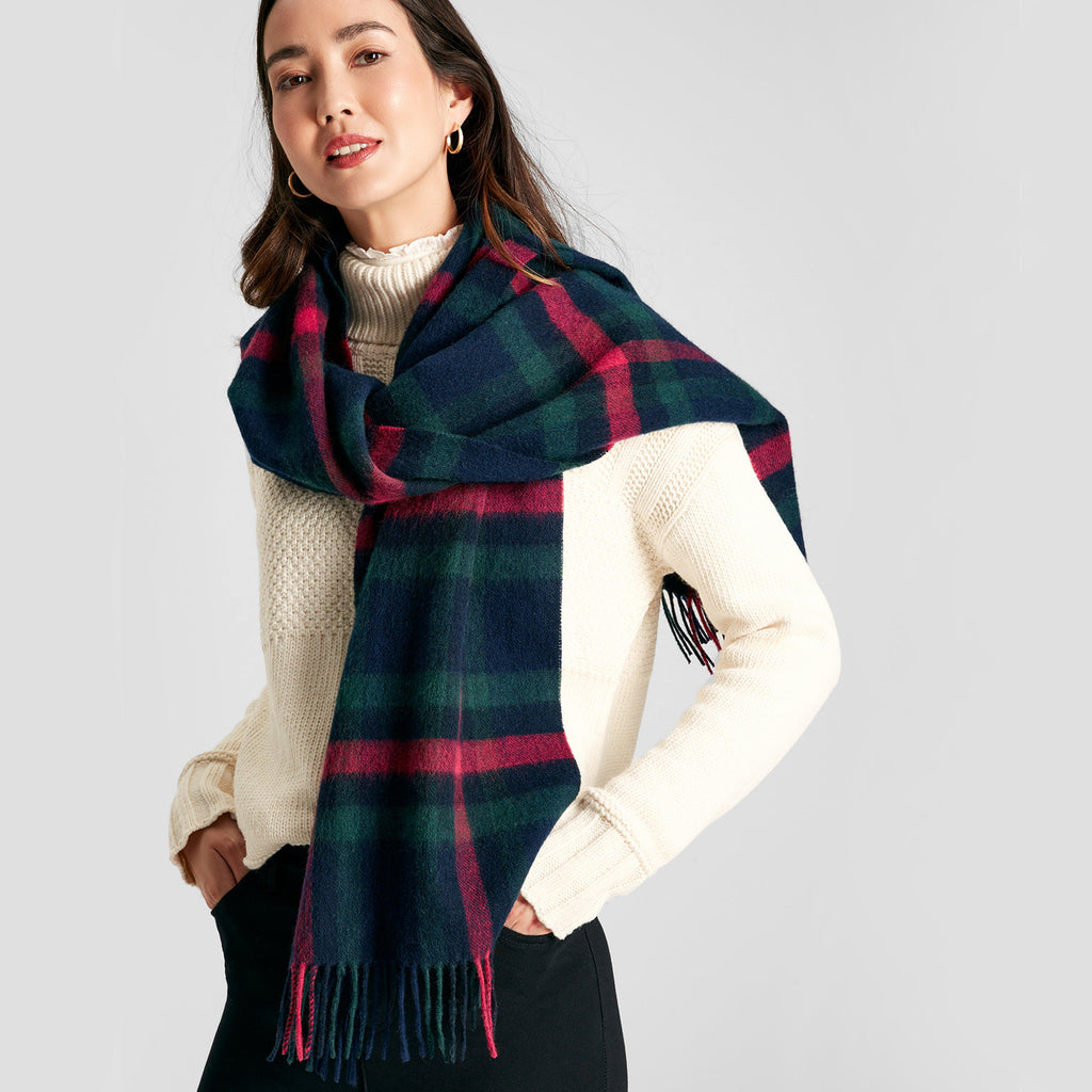 Womens Langtree Scarf Navy Pink Check