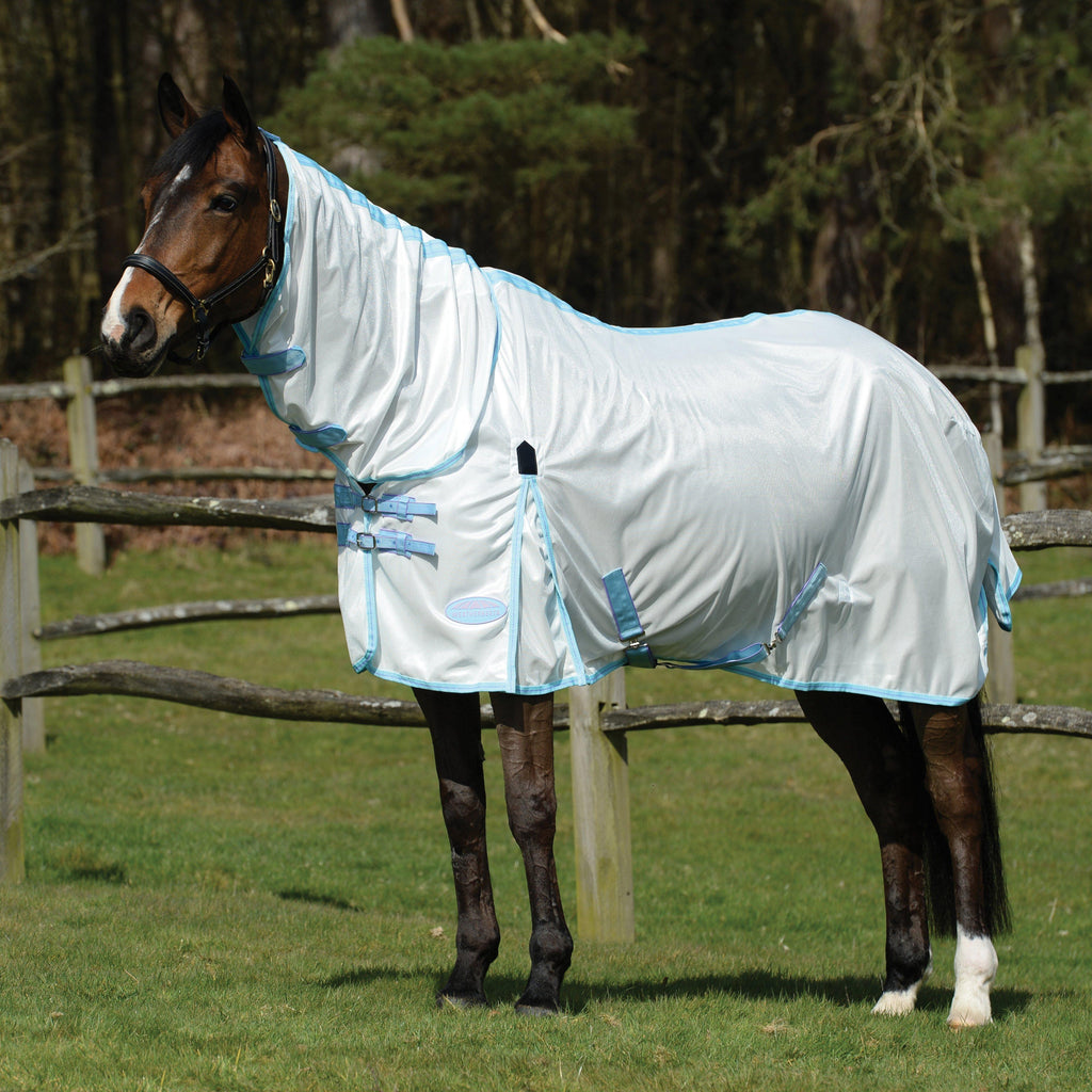 Mesh Crossover Rugs Weatherbeeta ComFiTec Essential Mesh II Combo Neck Rug White/Light Blue ...