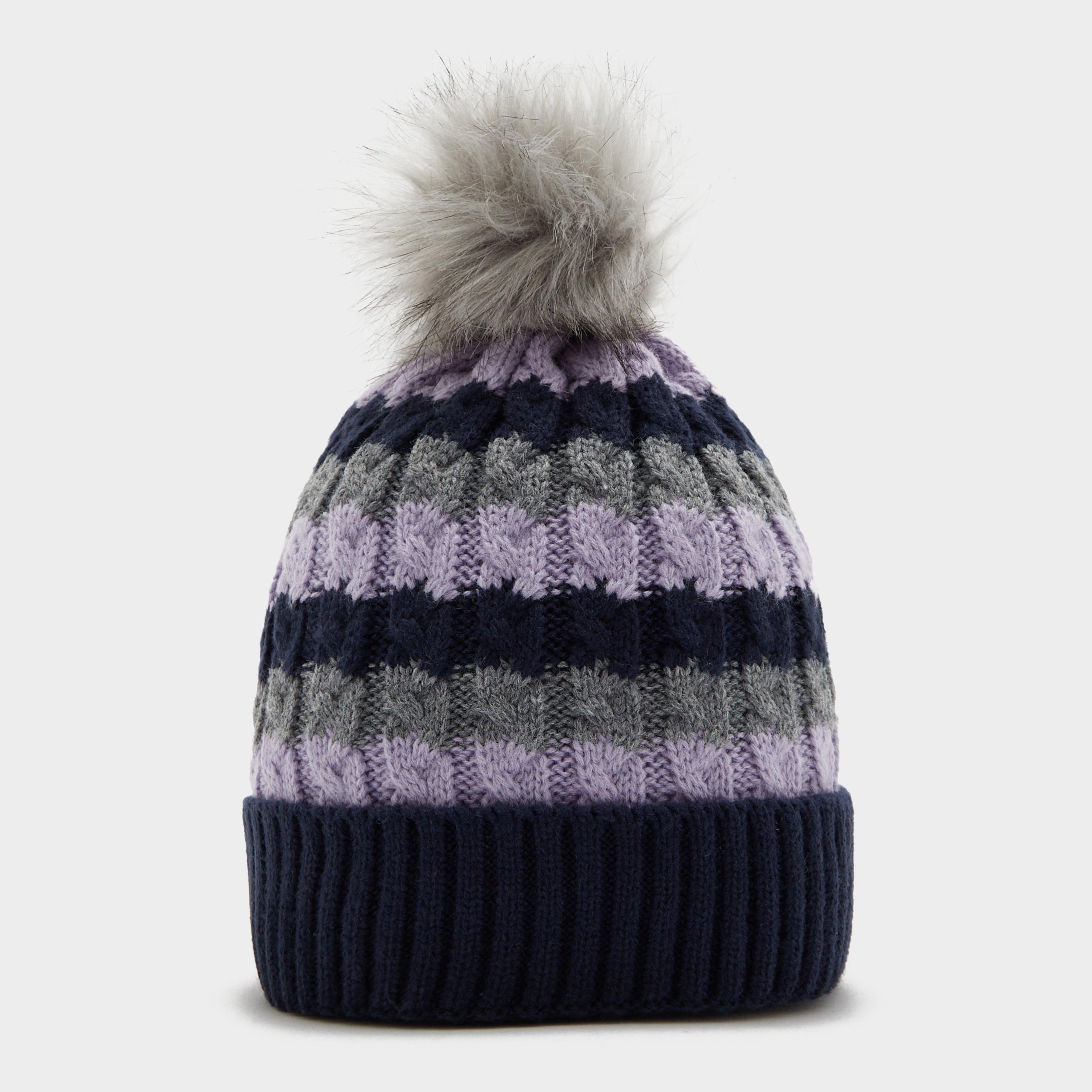 Womens Waterproof Knit Pom Pom Hat Navy/Lilac/Grey