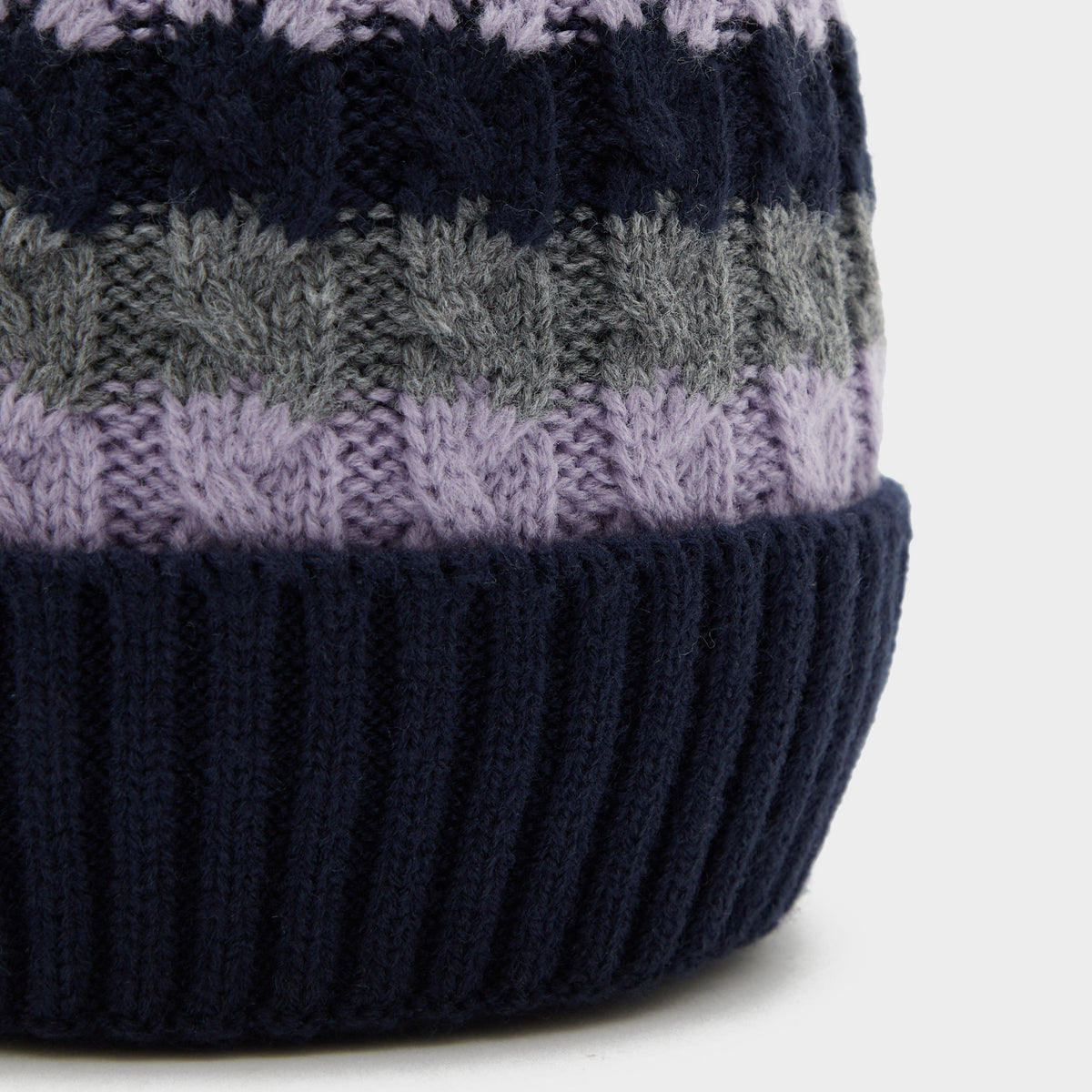 Womens Waterproof Knit Pom Pom Hat Navy/Lilac/Grey