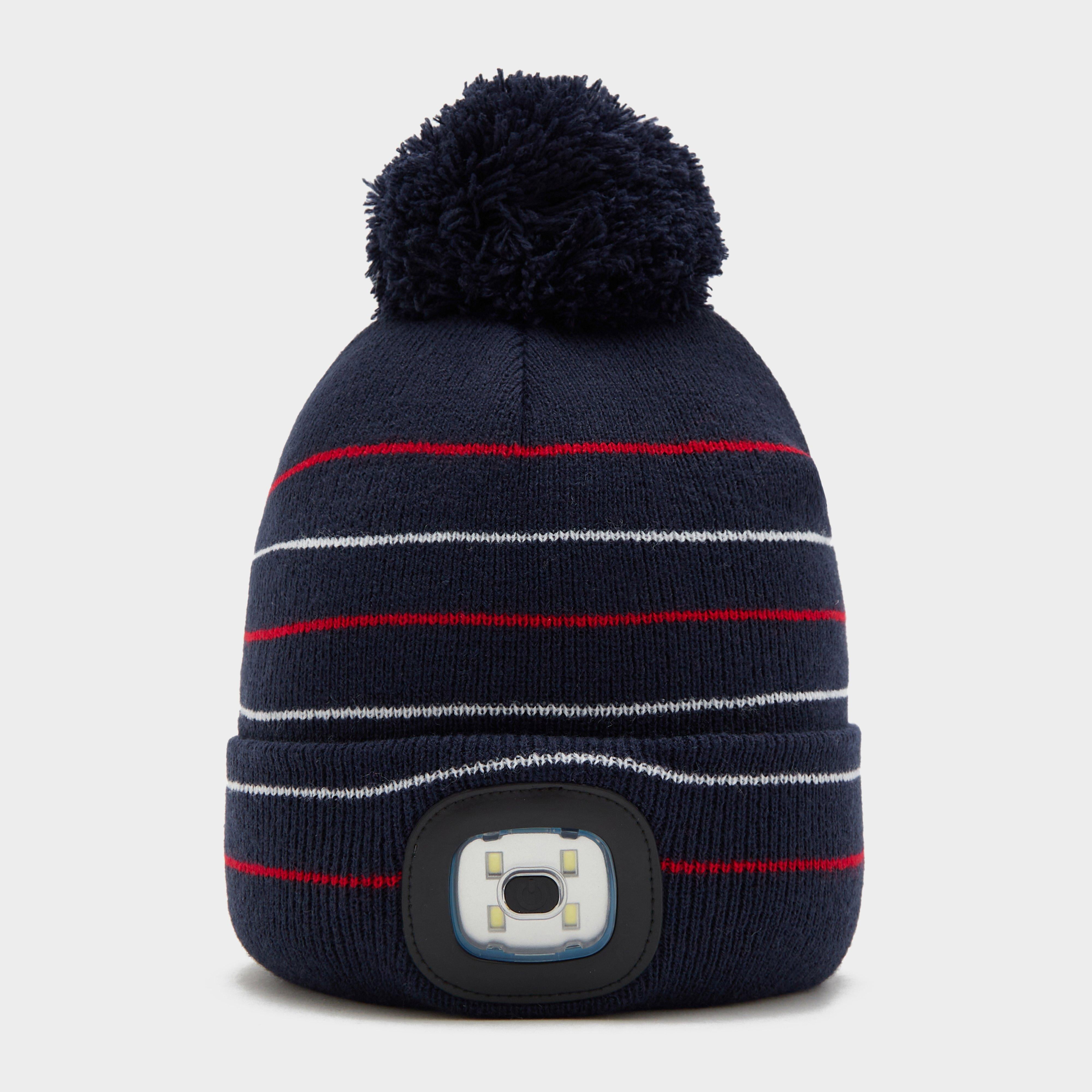 Kids Vision Stripe LED Pom Hat Navy
