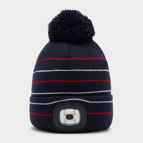 Kids Vision Stripe LED Pom Hat Navy