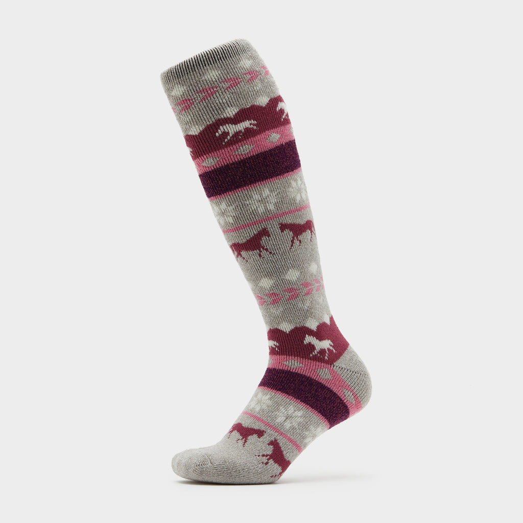 Womens Hedon Socks Horse Fairisle Grey
