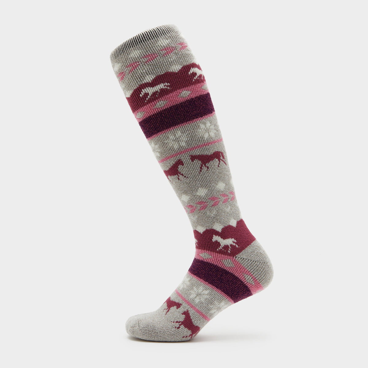 Womens Hedon Socks Horse Fairisle Grey