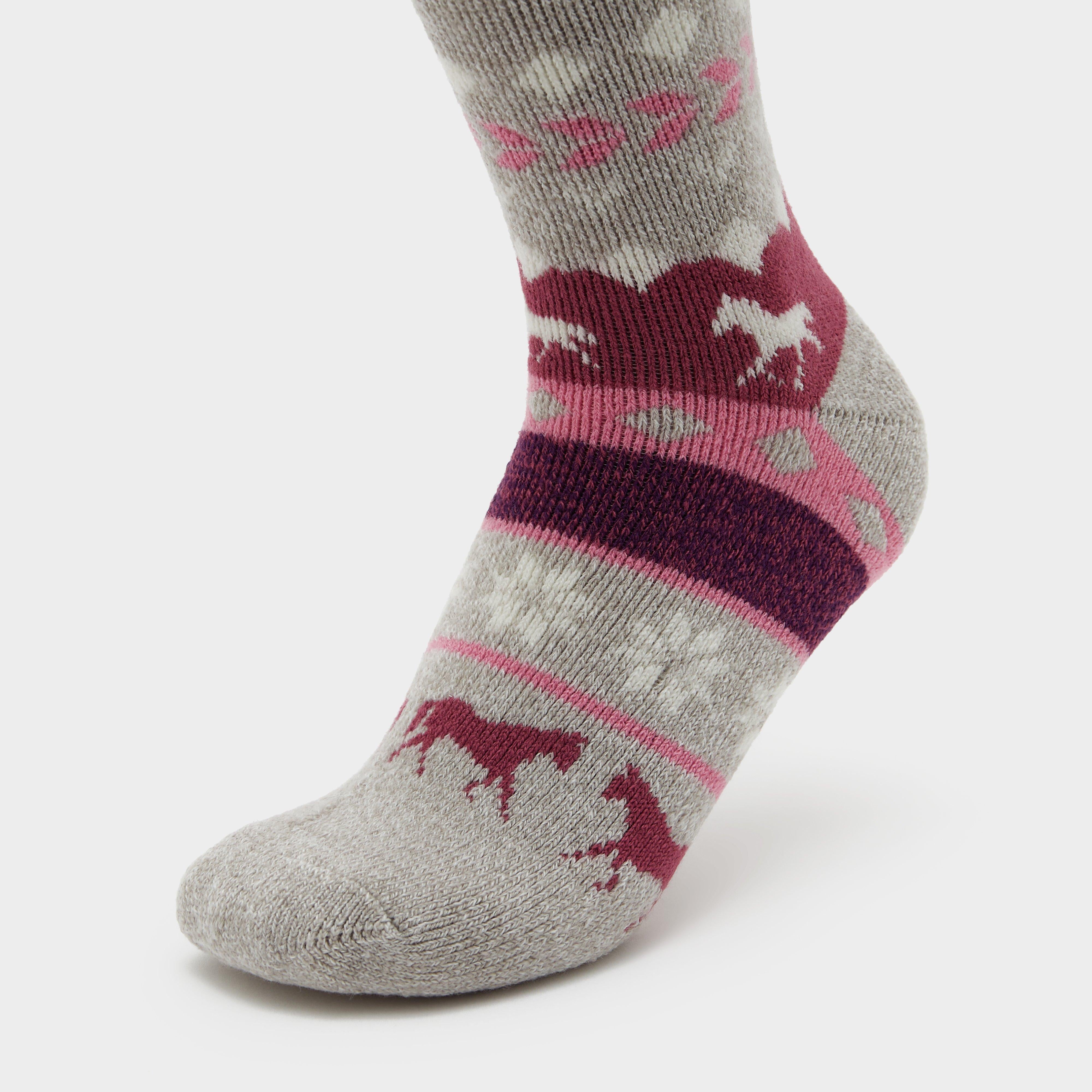 Womens Hedon Socks Horse Fairisle Grey