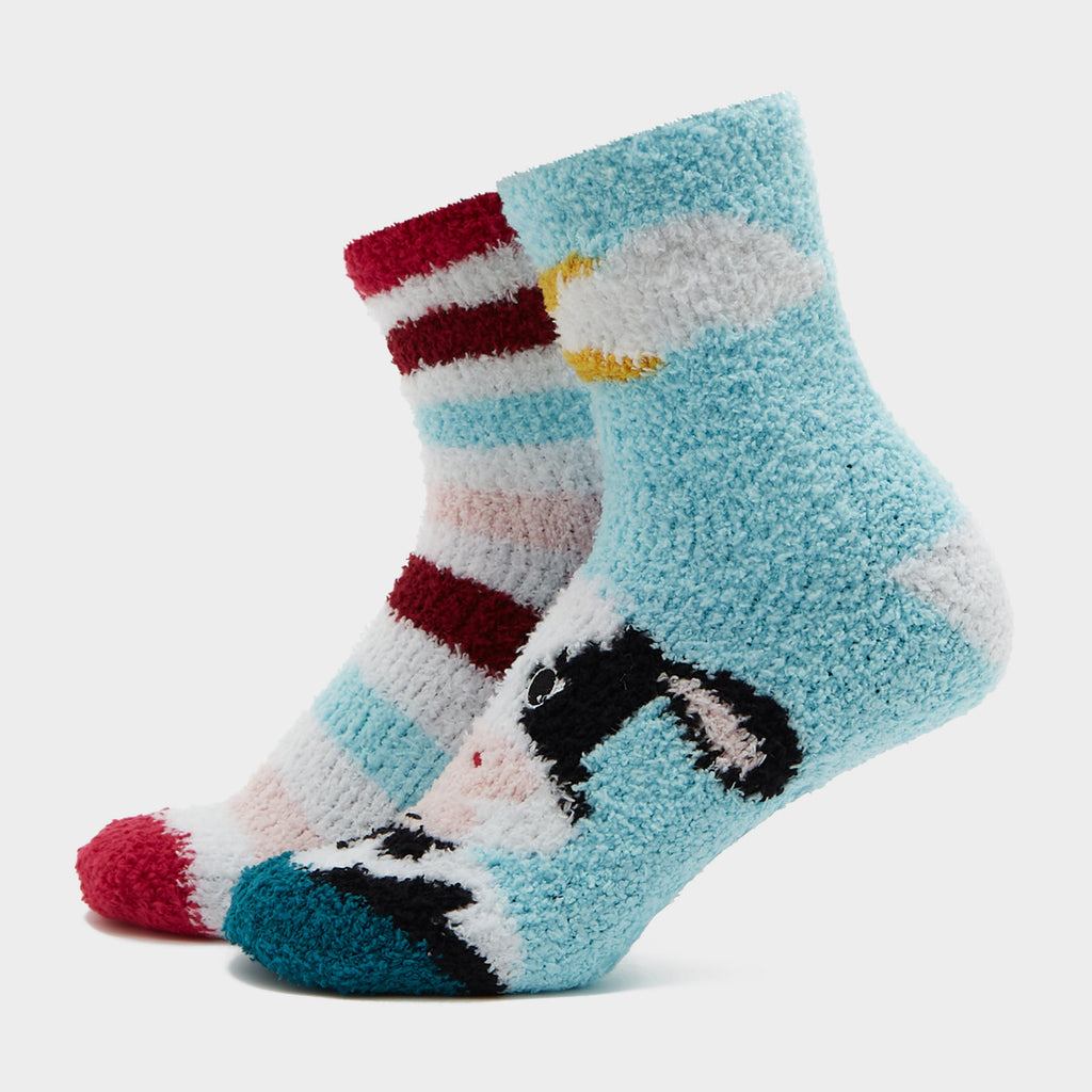 Womens Lounge Socks 2 Pack Cow