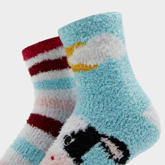 Womens Lounge Socks 2 Pack Cow