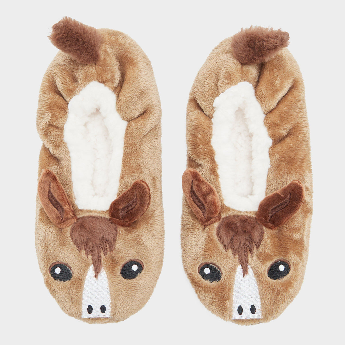 Womens Wild Feet Fluffy Footsie Slippers Horse