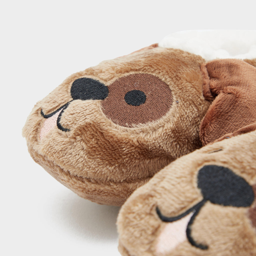 Womens Wild Feet Fluffy Footsie Slippers Dog