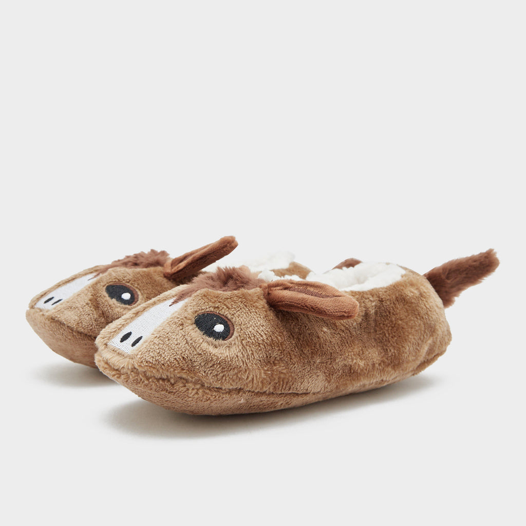 Kids Wild Feet Fluffy Footsie Slippers Horse