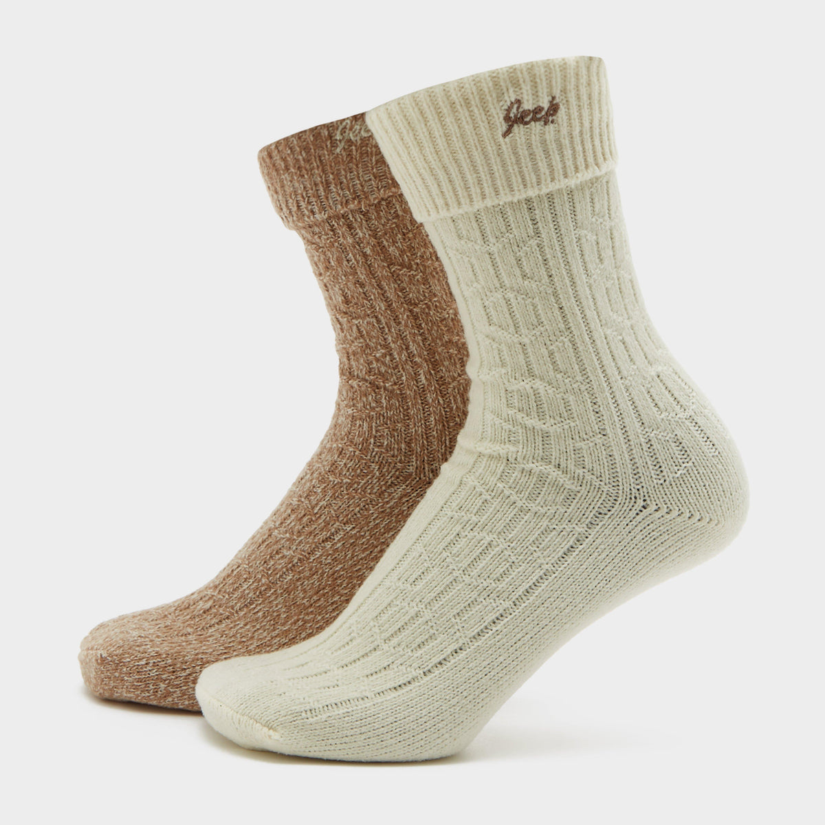 Womens Super Soft Brushed Boot Socks Taupe/Cream