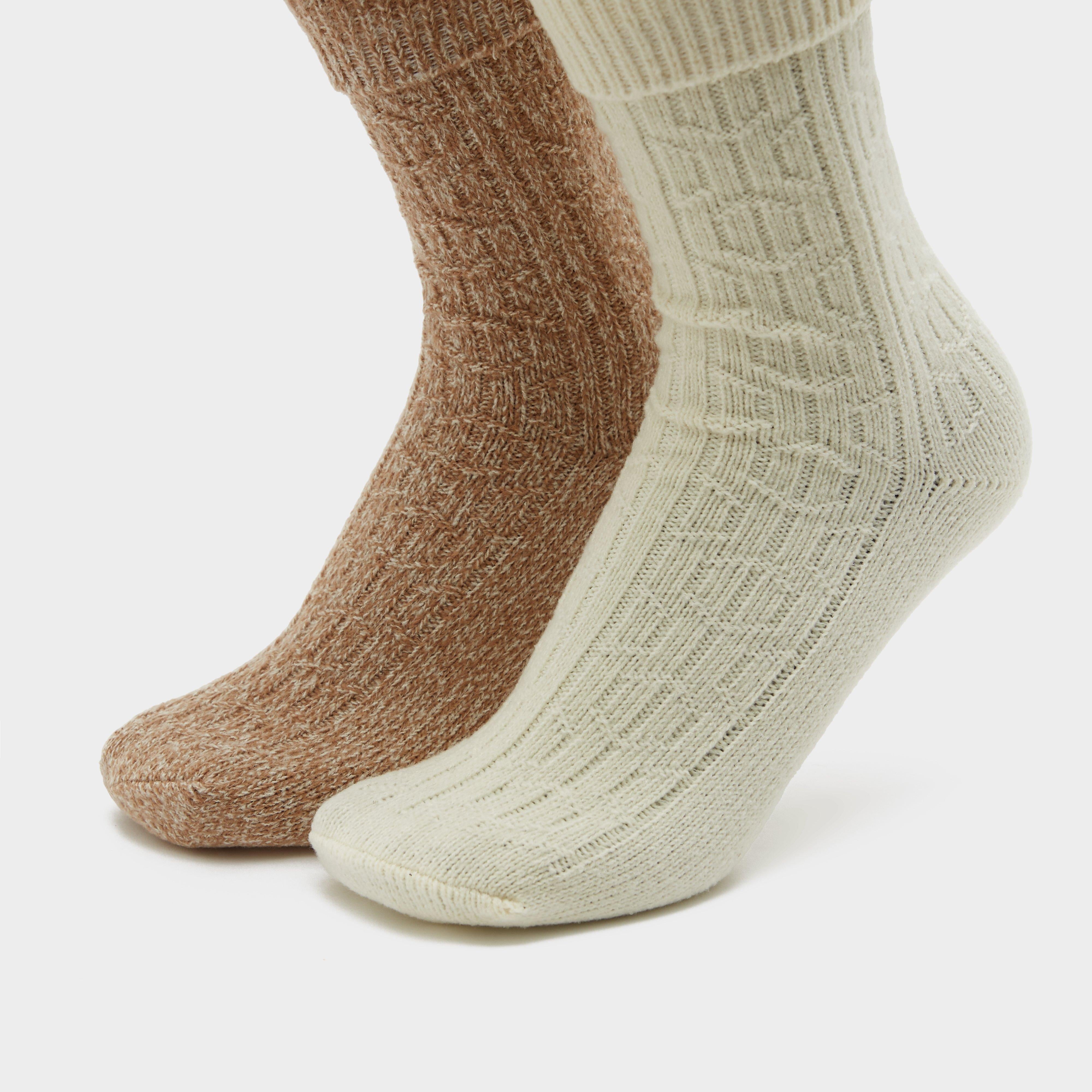 Womens Super Soft Brushed Boot Socks Taupe/Cream