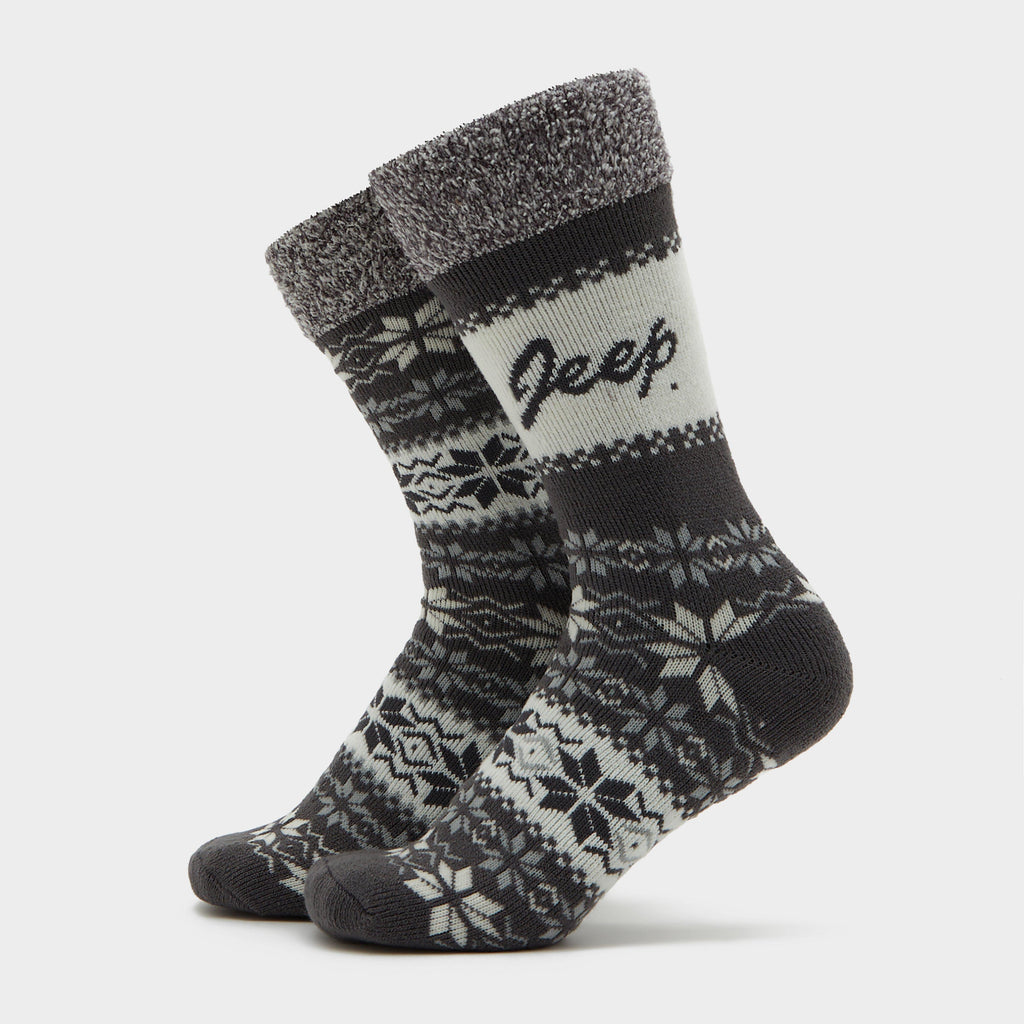 Womens Brushed Thermal Boot Socks Slate/Cream