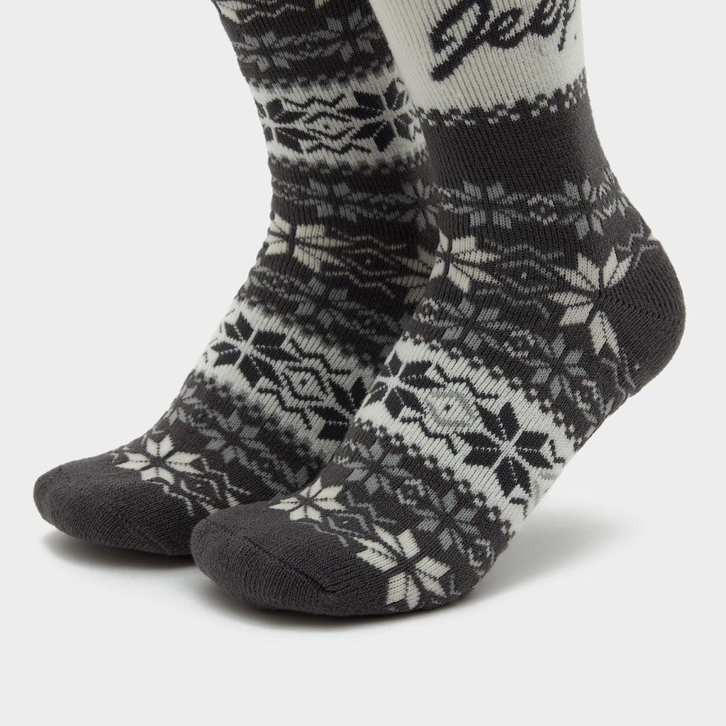 Womens Brushed Thermal Boot Socks Slate/Cream