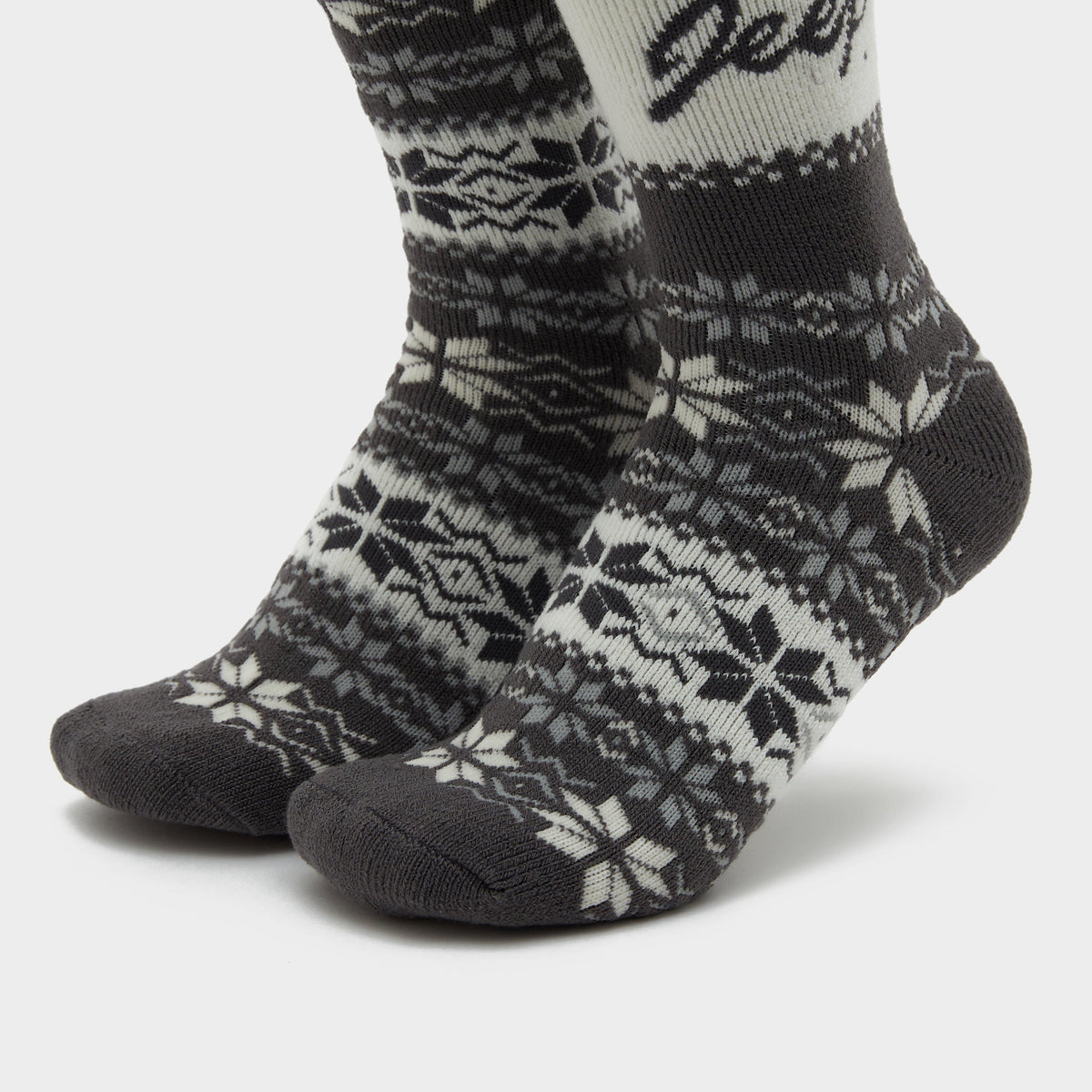 Womens Brushed Thermal Boot Socks Slate/Cream