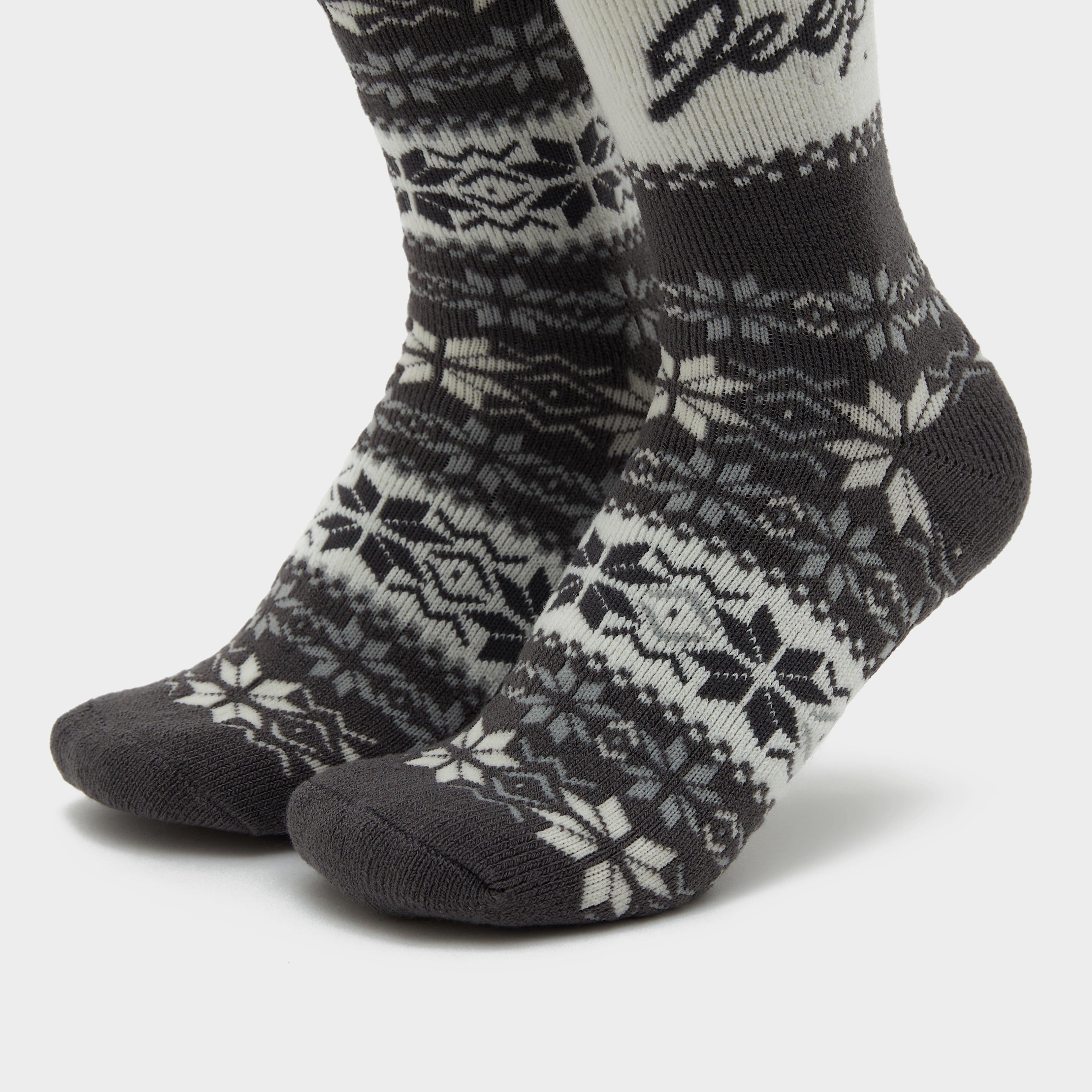 Womens Brushed Thermal Boot Socks Slate/Cream