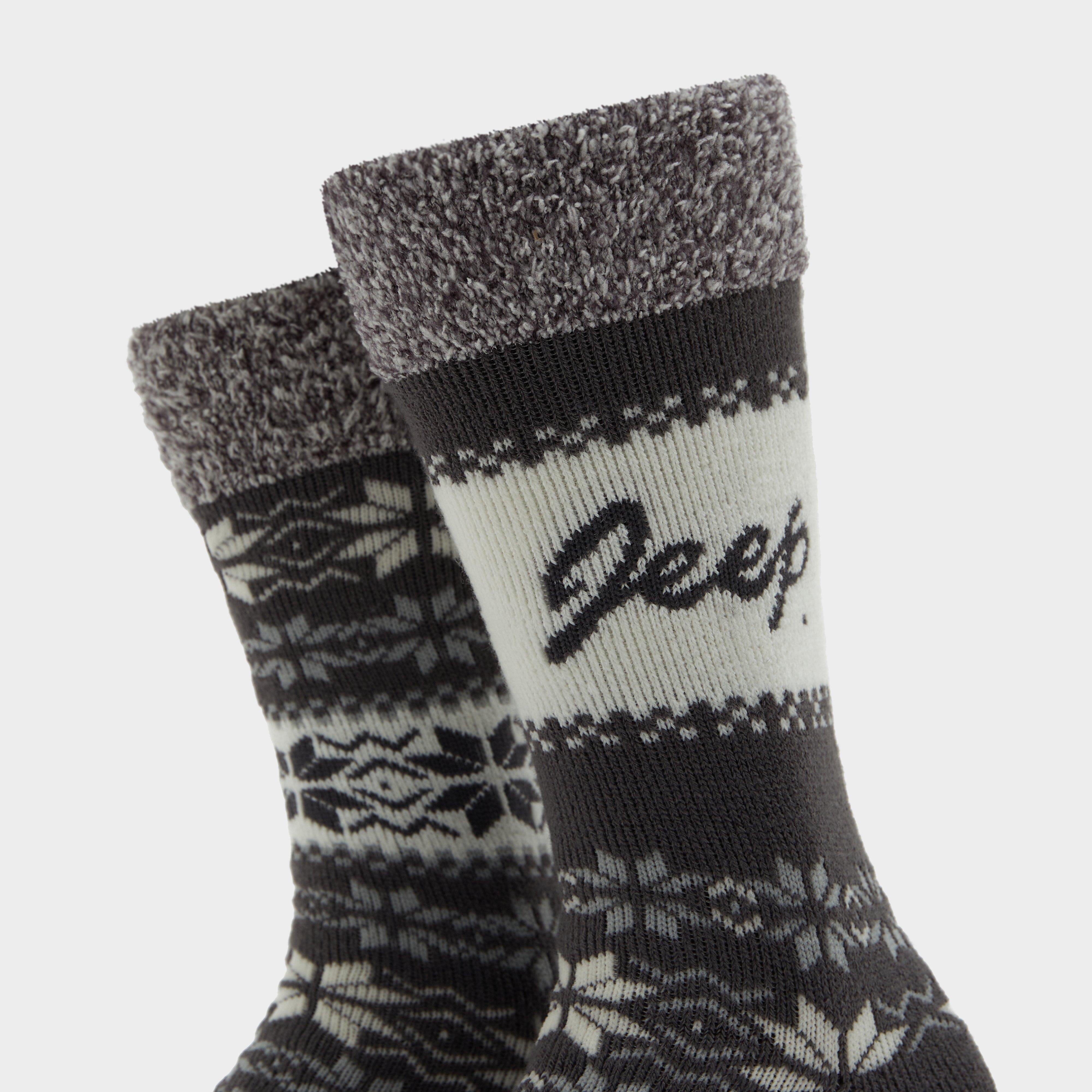 Womens Brushed Thermal Boot Socks Slate/Cream