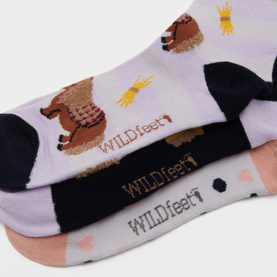 Adults Wild Feet 3 Pack Socks Snacky Pony