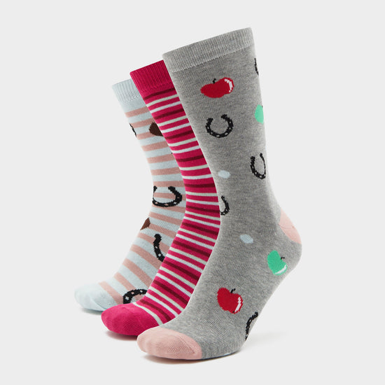 Adults Wild Feet 3 Pack Socks Horsing Around