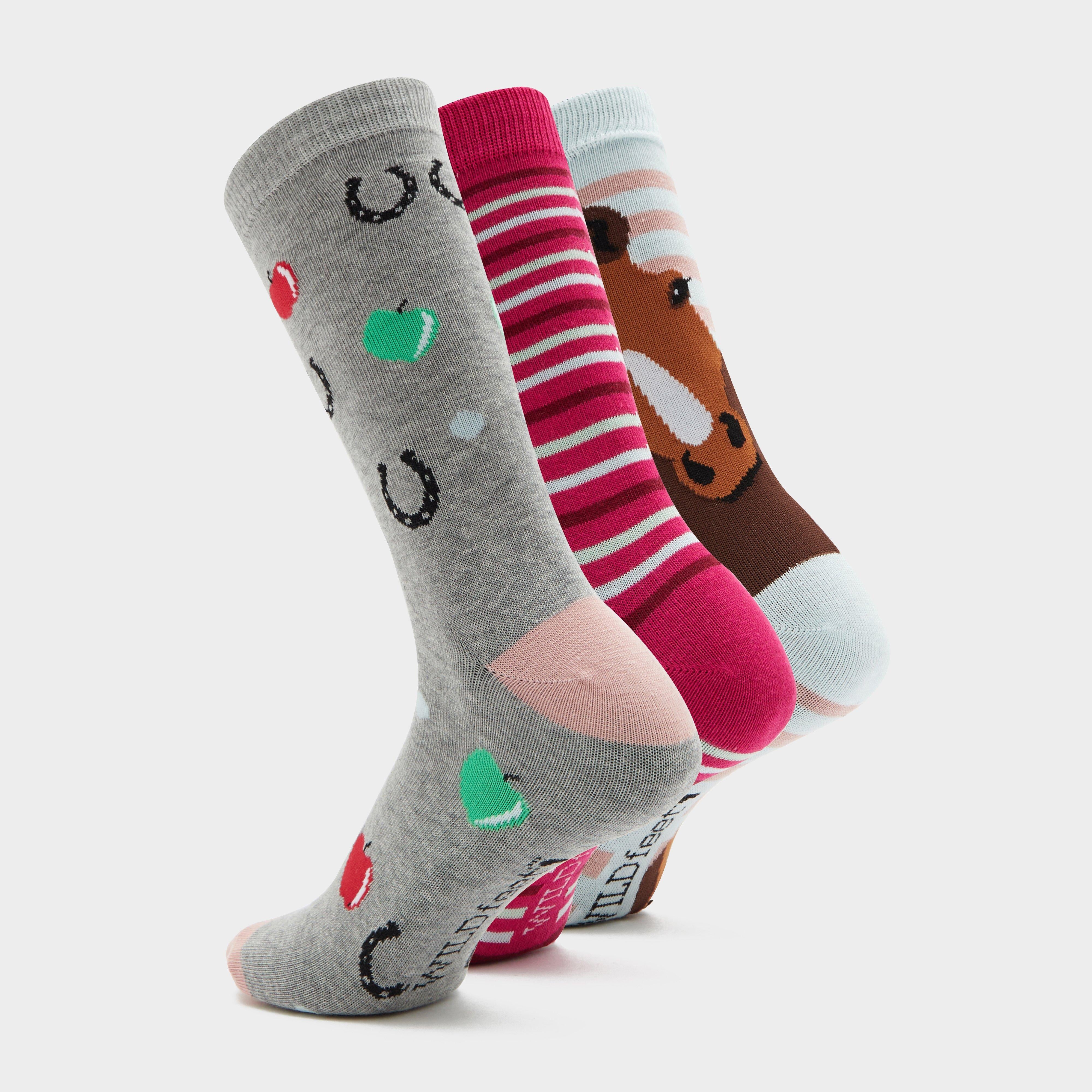 Adults Wild Feet 3 Pack Socks Horsing Around