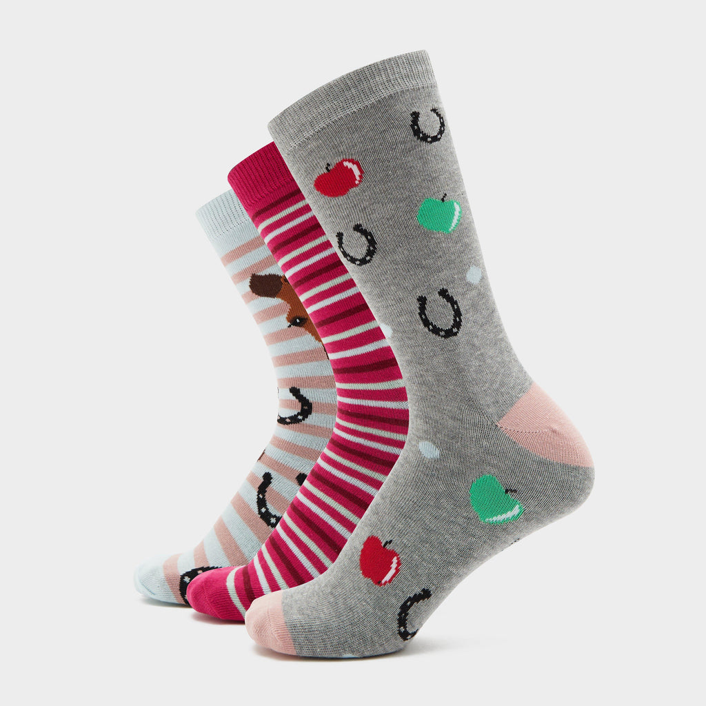 Adults Wild Feet 3 Pack Socks Horsing Around