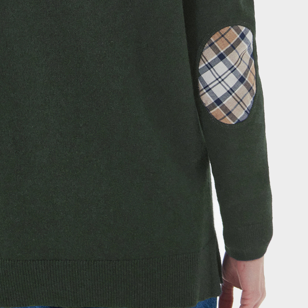 Womens Pendle Knitted Jumper Warm Olive/Fawn