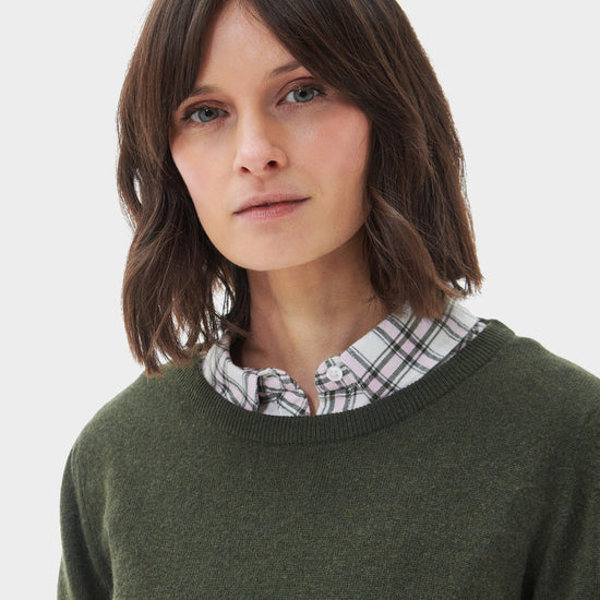 Womens Pendle Knitted Jumper Warm Olive/Fawn