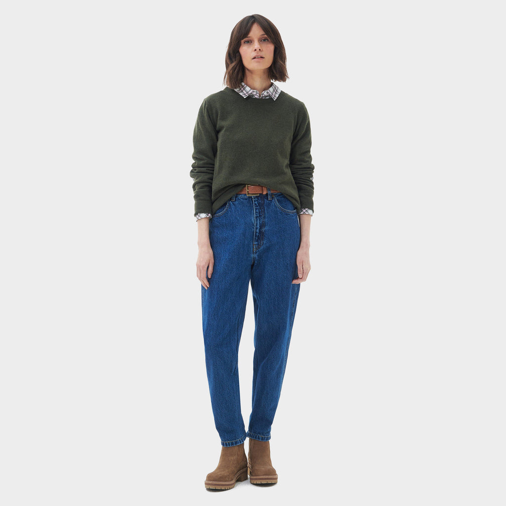 Womens Pendle Knitted Jumper Warm Olive/Fawn