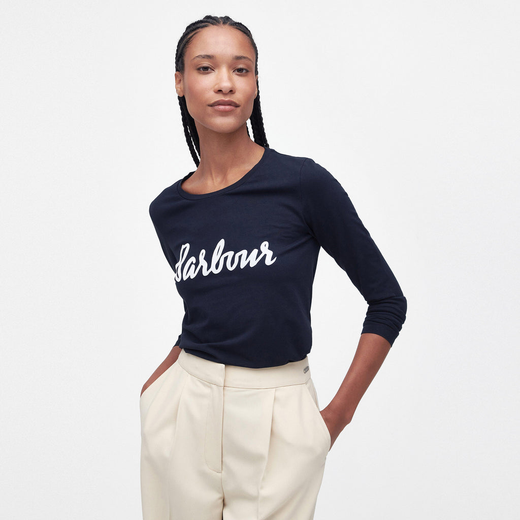 Womens Otterburn Long-Sleeve T-Shirt Navy/White