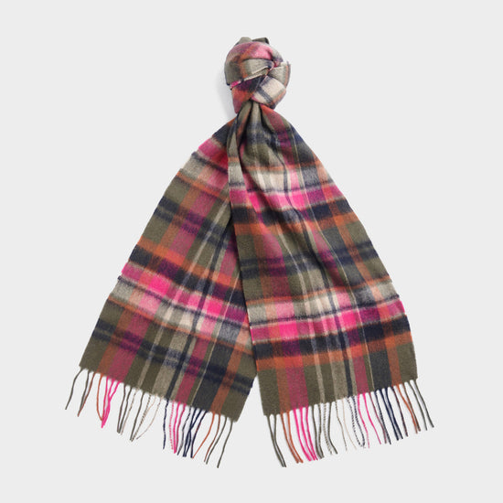Womens Vintage Winter Plaid Scarf Pink Dahlia