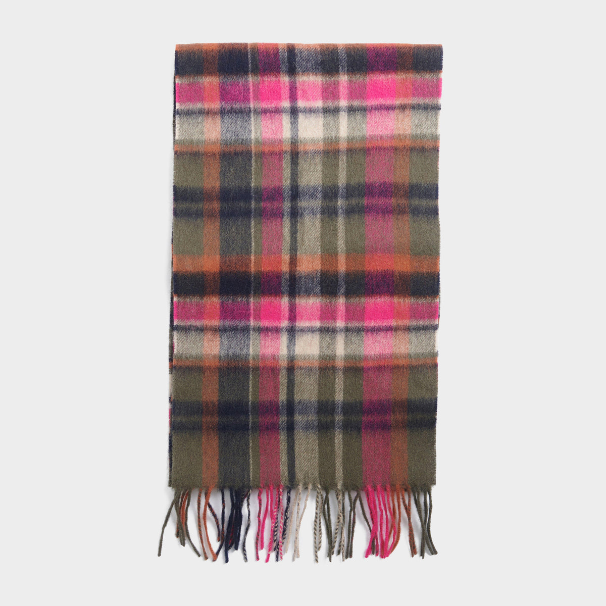 Womens Vintage Winter Plaid Scarf Pink Dahlia