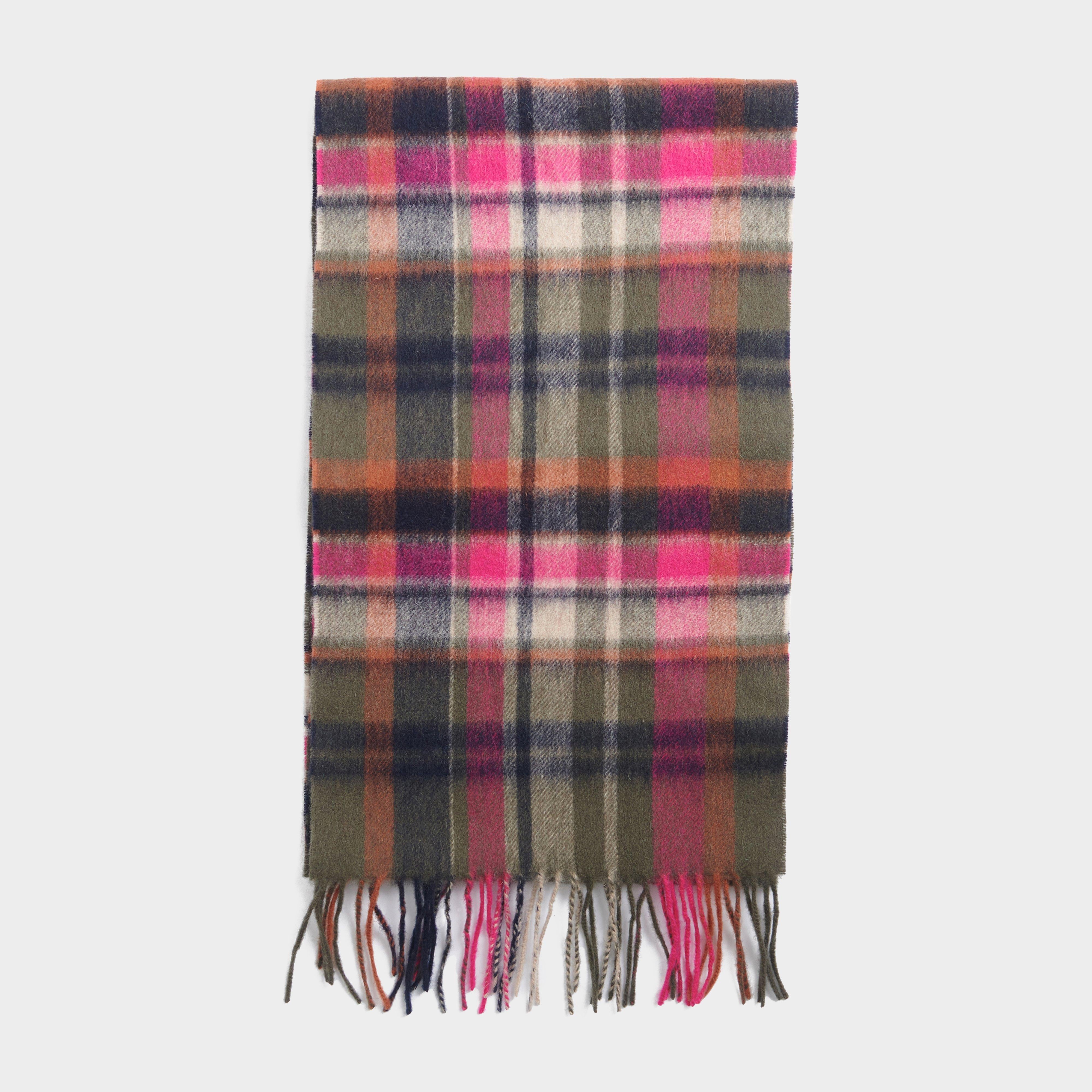 Womens Vintage Winter Plaid Scarf Pink Dahlia