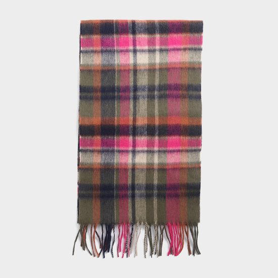 Womens Vintage Winter Plaid Scarf Pink Dahlia