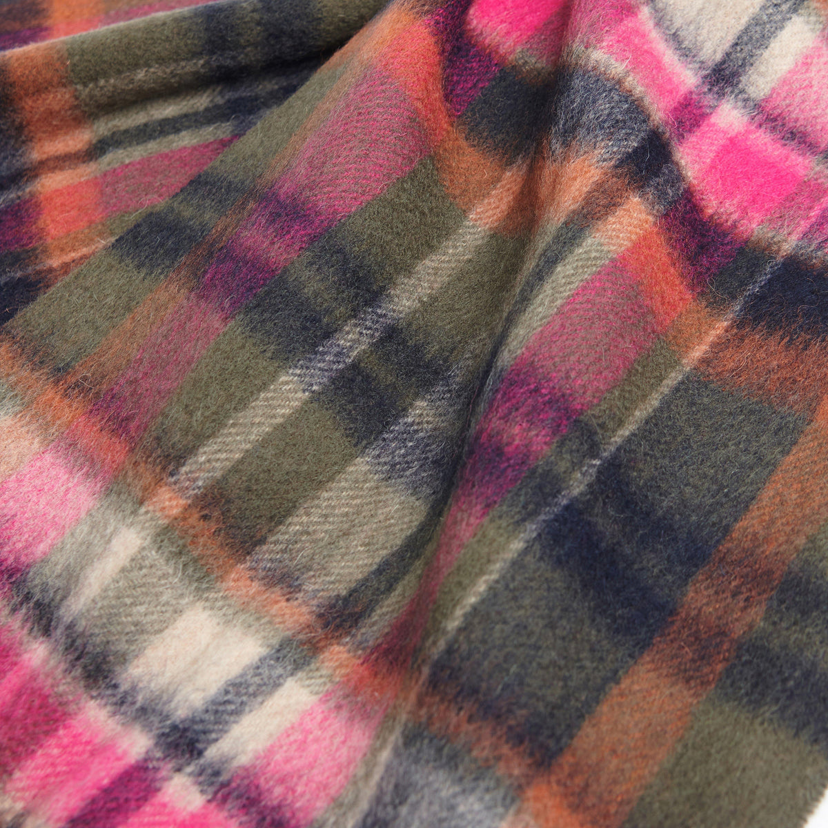 Womens Vintage Winter Plaid Scarf Pink Dahlia