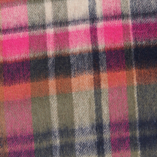 Womens Vintage Winter Plaid Scarf Pink Dahlia