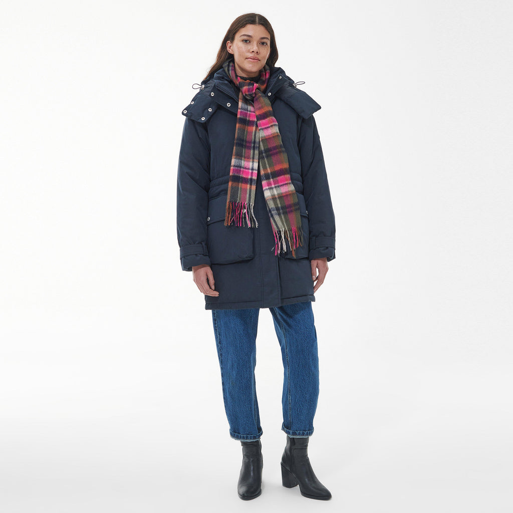 Womens Vintage Winter Plaid Scarf Pink Dahlia