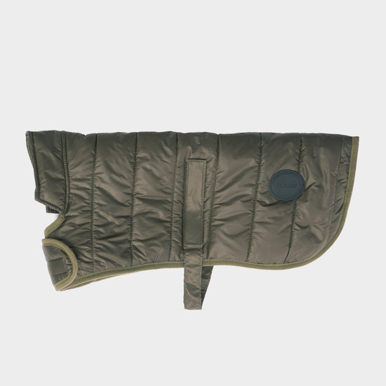 Baffle Quilted Dog Coat Dark Olive