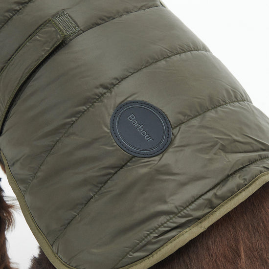 Baffle Quilted Dog Coat Dark Olive