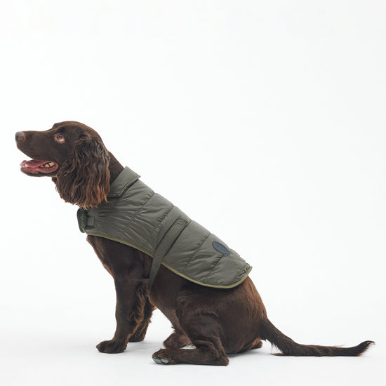 Baffle Quilted Dog Coat Dark Olive