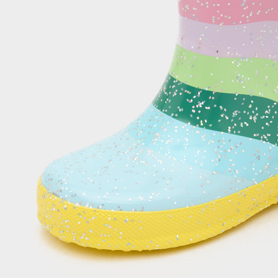 Original First Glitter Wellington Boots Rainbow